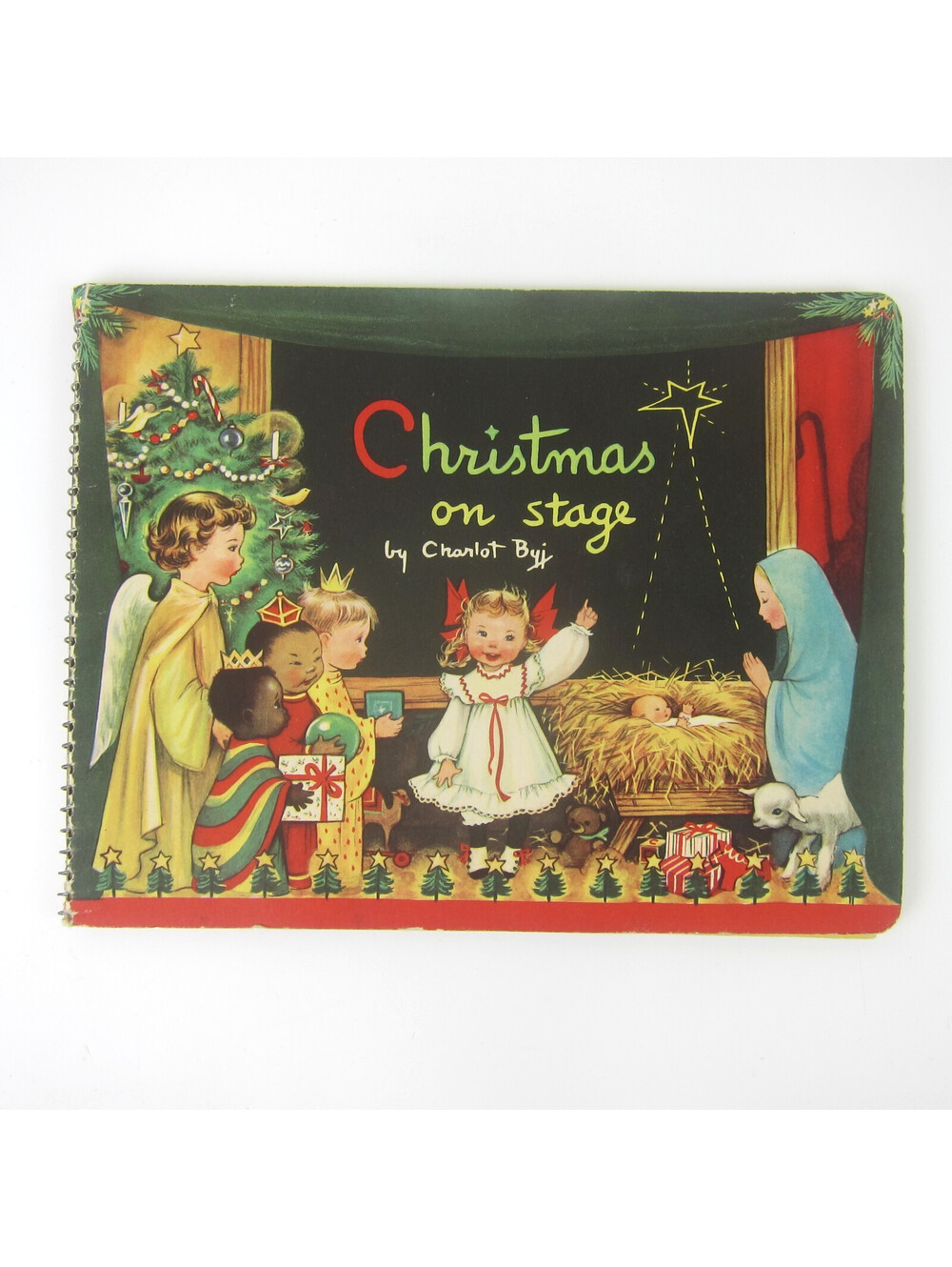 Vintage Christmas on Stage Pop Up Book Charlot Byi Children's Spiral Bound 1950